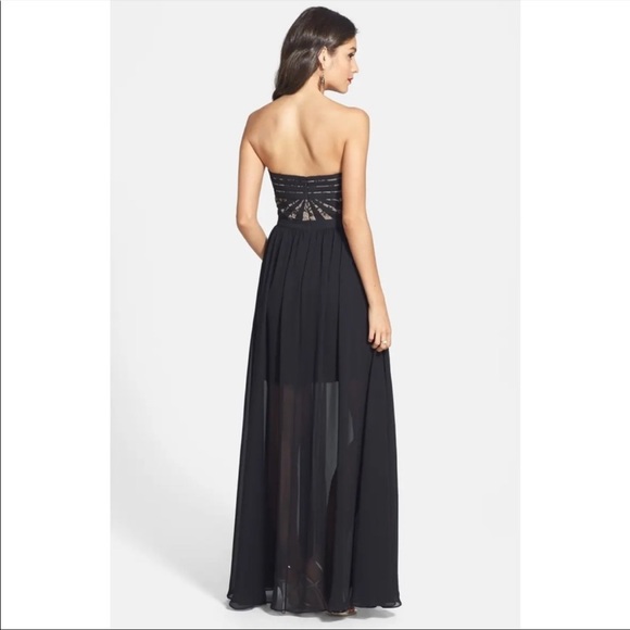 Aidan Mattox Strapless Lace Chiffon Dress - Picture 2 of 10